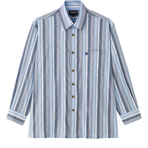 しじら袖丈ぴったりシャツ サックス M/L/LL