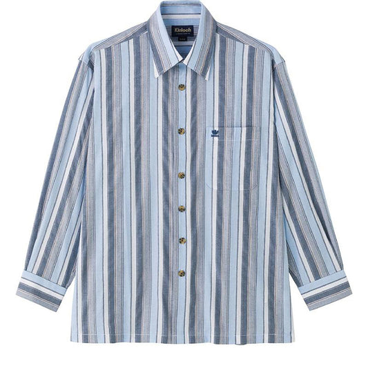 しじら袖丈ぴったりシャツ サックス M/L/LL