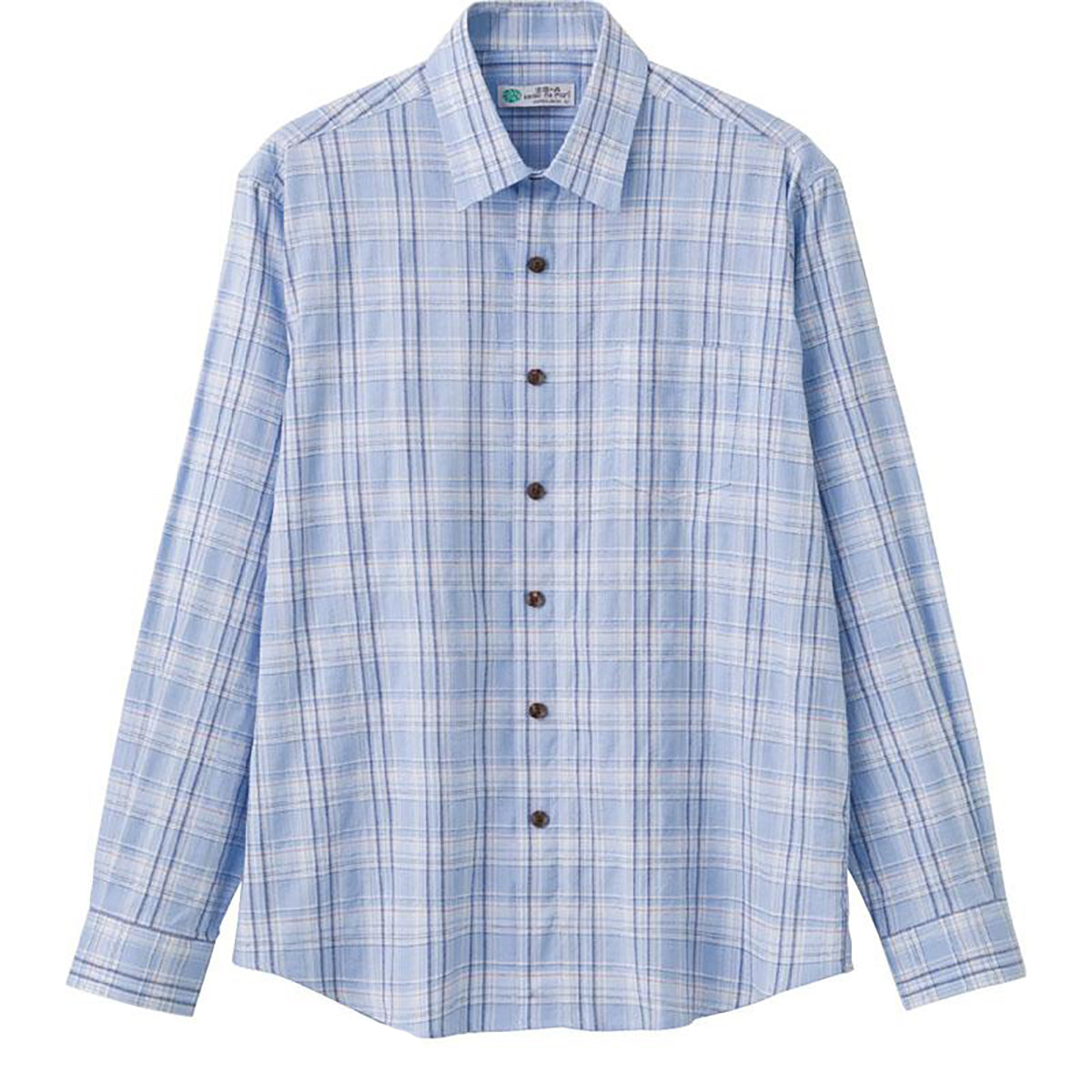 しじら隠れファスナーシャツ スモークブルー M/L/LL