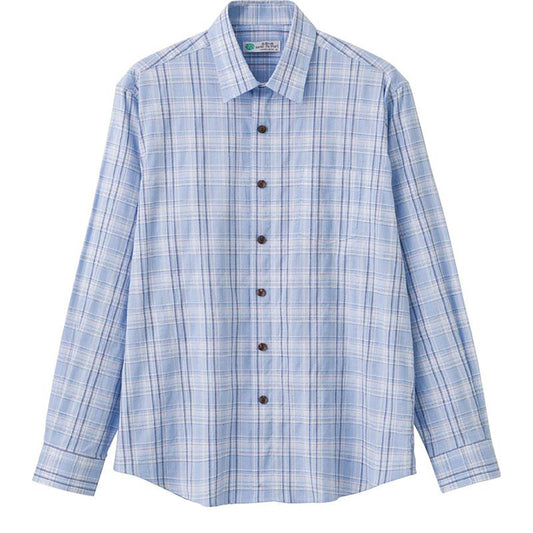 しじら隠れファスナーシャツ スモークブルー M/L/LL