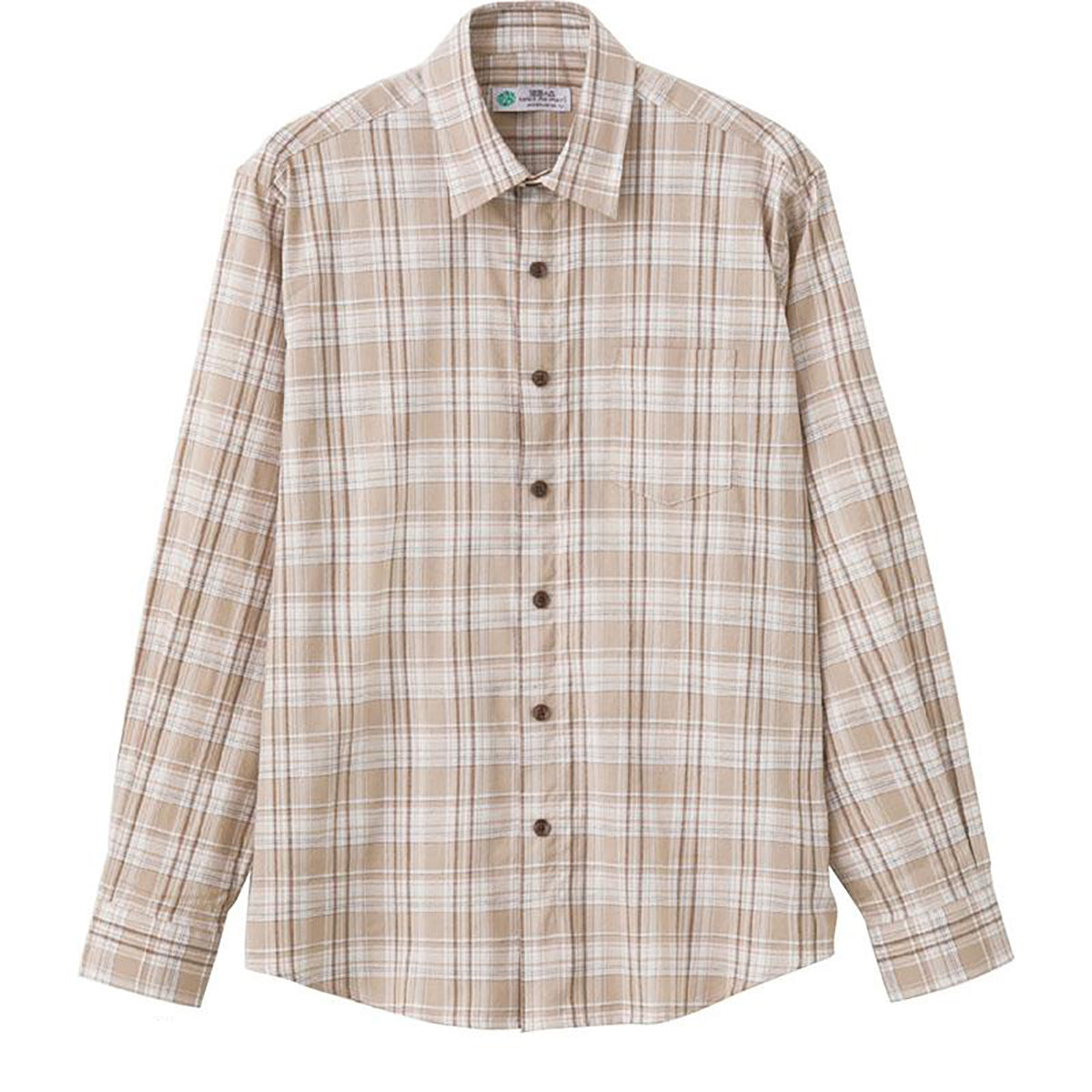 しじら隠れファスナーシャツ ベージュ M/L/LL