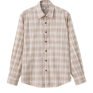 しじら隠れファスナーシャツ ベージュ M/L/LL