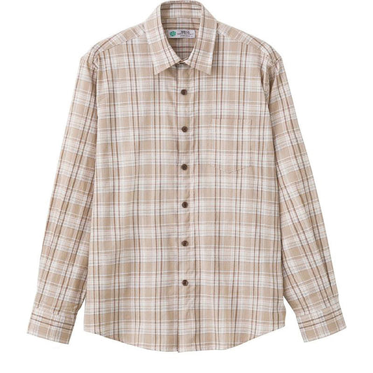 しじら隠れファスナーシャツ ベージュ M/L/LL