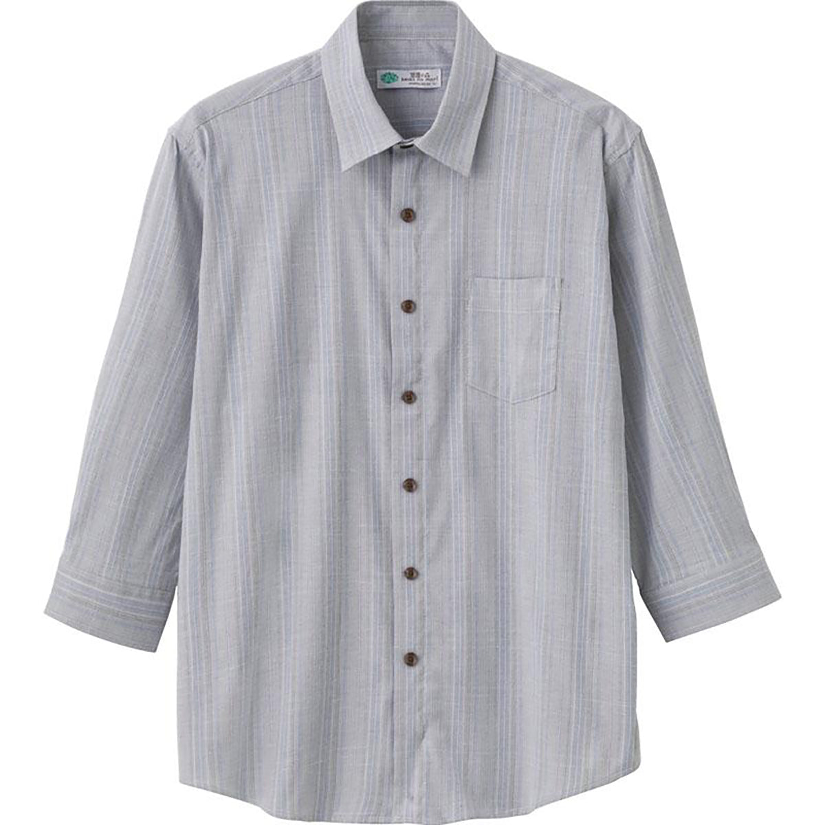 しじら隠れファスナー7分袖シャツ グレー M/L