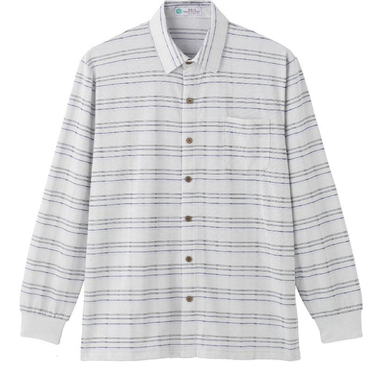 綿混隠れファスナーニットシャツ グレー M/L