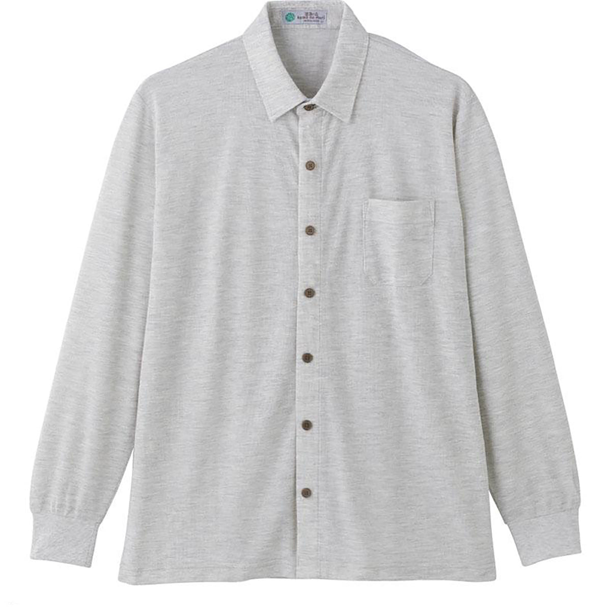 麻混隠れファスナーニットシャツ グレー M/L/LL