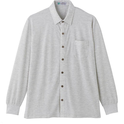 麻混隠れファスナーニットシャツ グレー M/L/LL