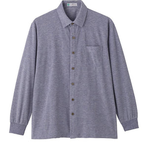 麻混隠れファスナーニットシャツ ネイビー M/L/LL
