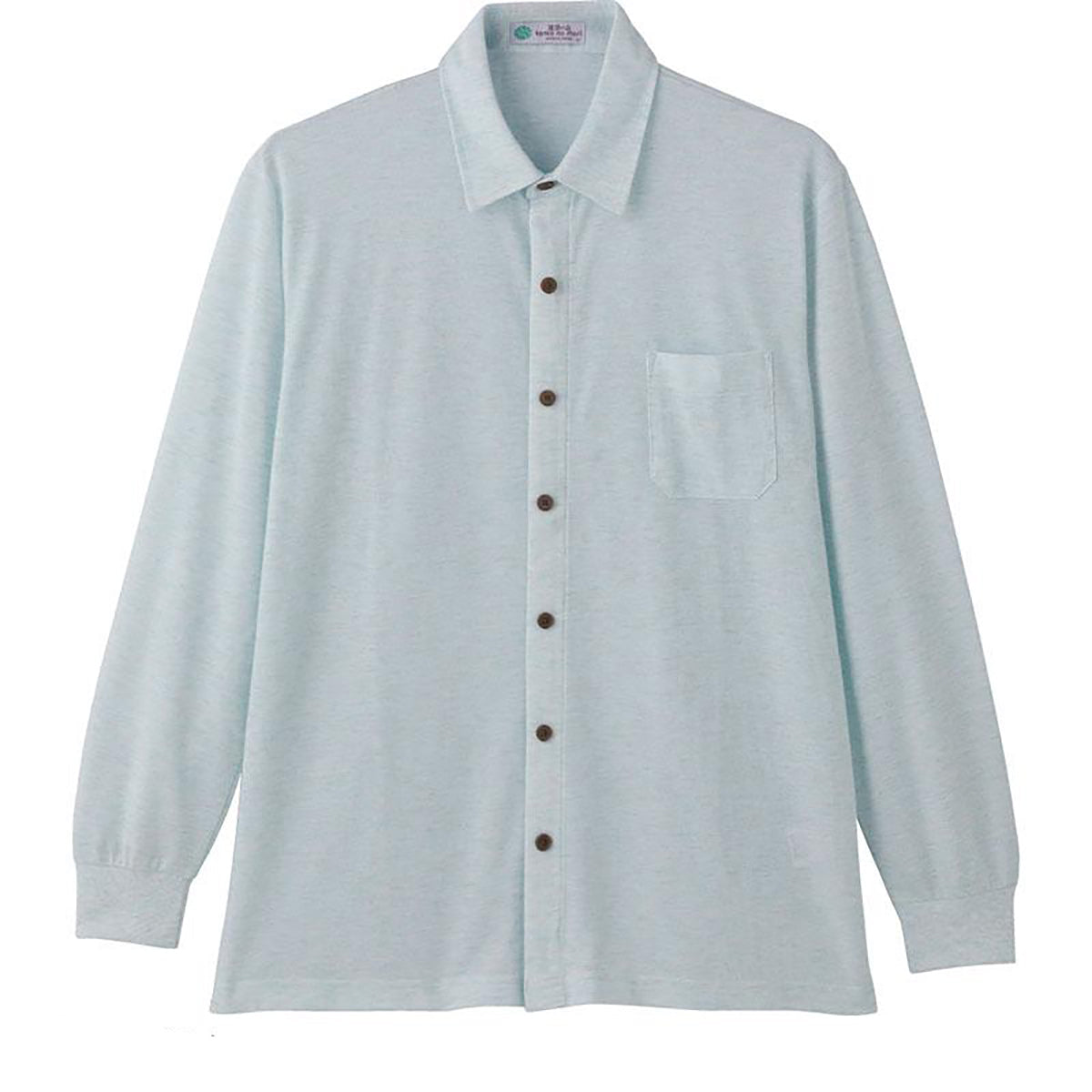 麻混隠れファスナーニットシャツ グリーン M/L/LL