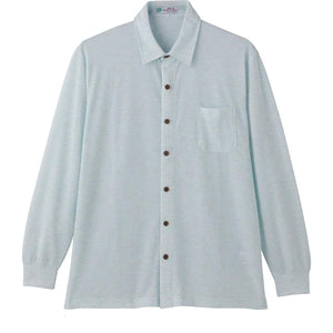 麻混隠れファスナーニットシャツ グリーン M/L/LL