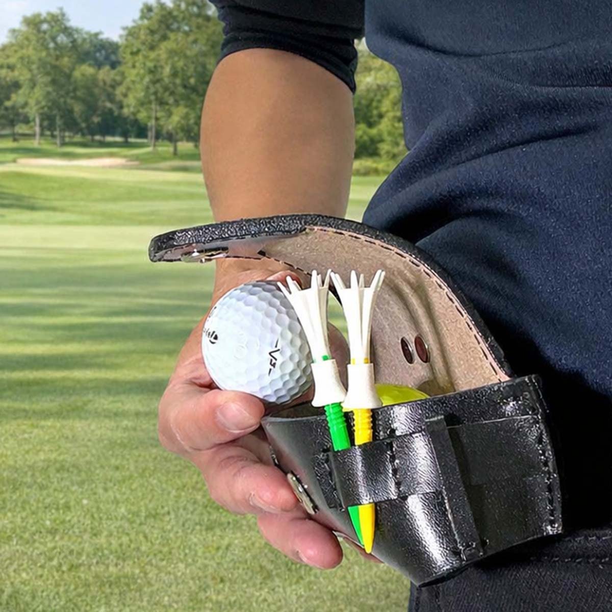 【革鳴】ゴルフボールケース（黒）