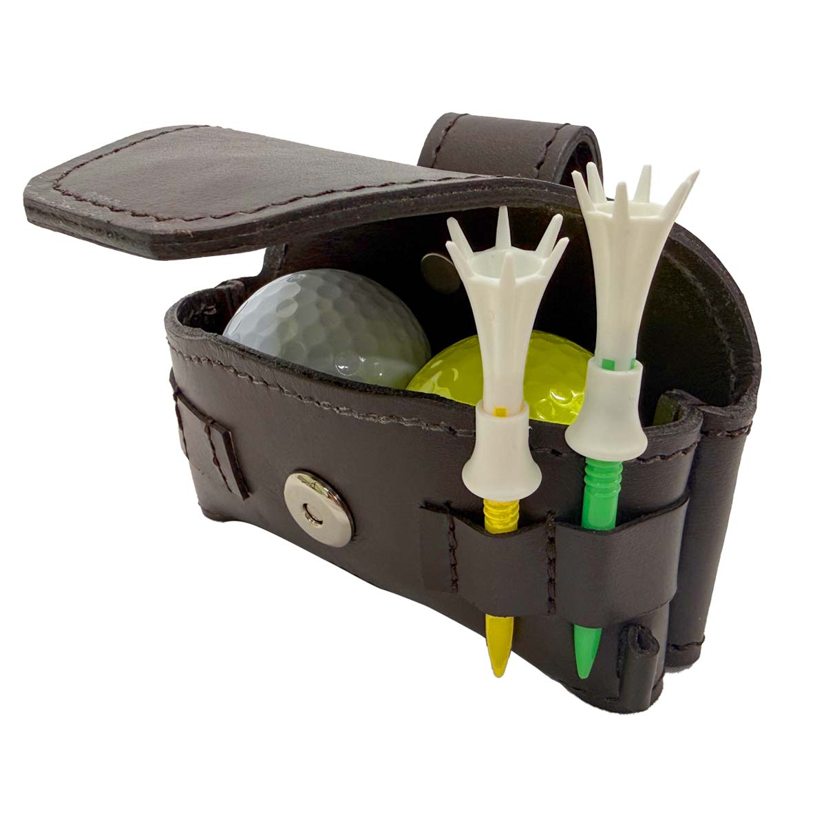 【革鳴】ゴルフボールケース（茶）