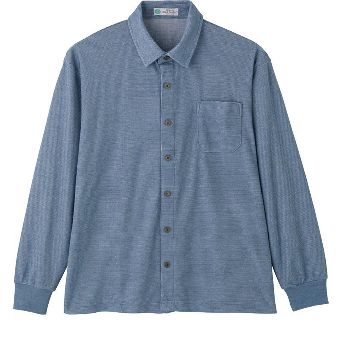 綿混ワンタッチテープニットシャツ ブルー Ｍ/L