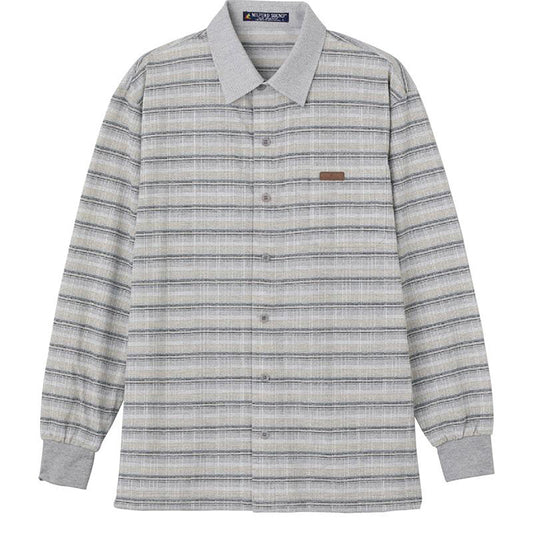 麻混ワンタッチテープニットシャツ グレー S/M/L/LL
