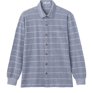 綿混スナップ釦ニットシャツ ネイビー Ｍ/L