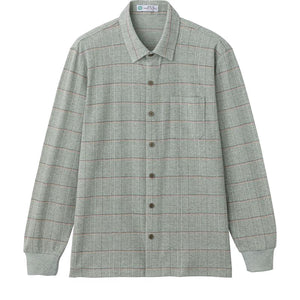 綿混スナップ釦ニットシャツ グリーン Ｍ/L