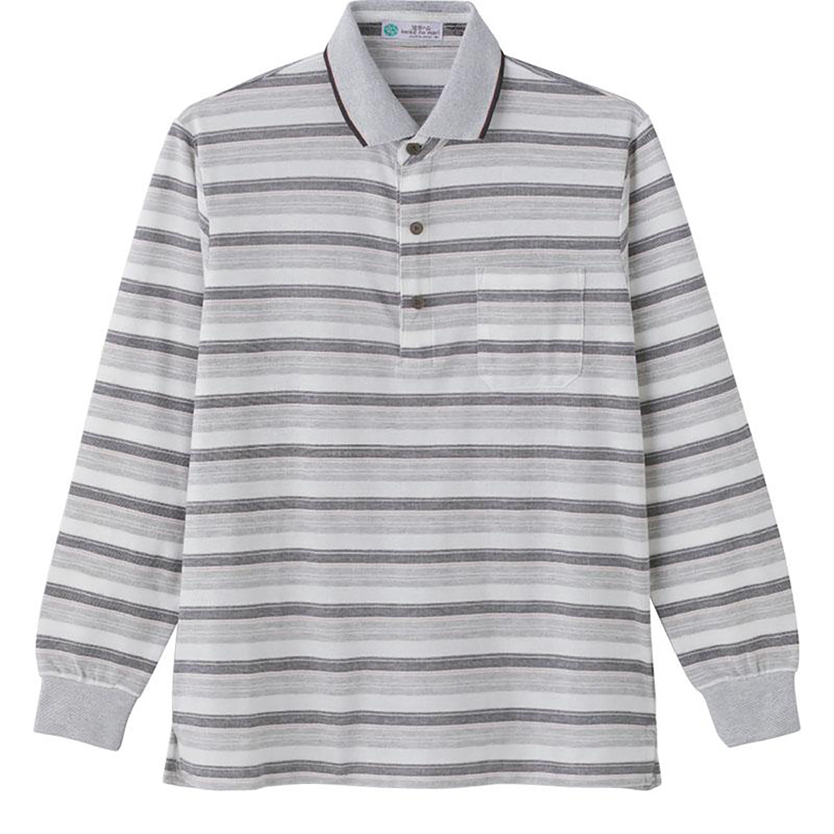 綿混隠れファスナーポロシャツ グレー Ｍ/L/LL