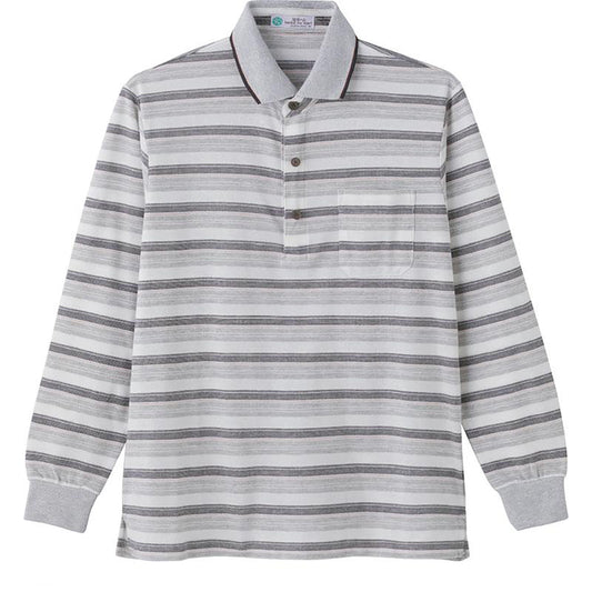 綿混隠れファスナーポロシャツ グレー Ｍ/L/LL