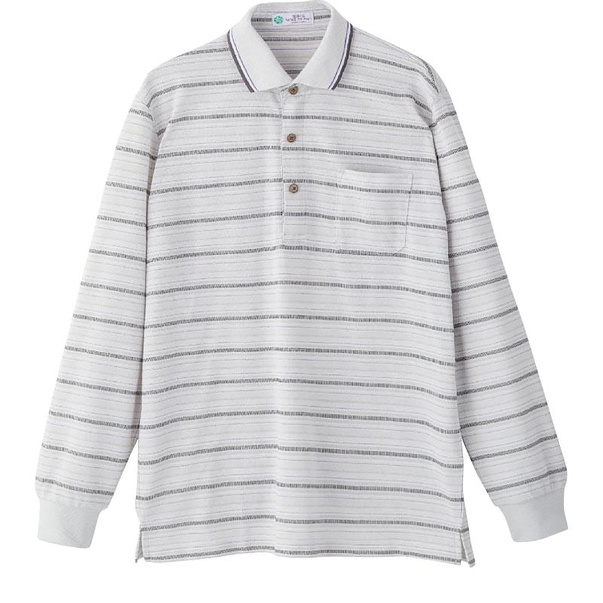 麻混隠れファスナーポロシャツ グレー Ｍ/L