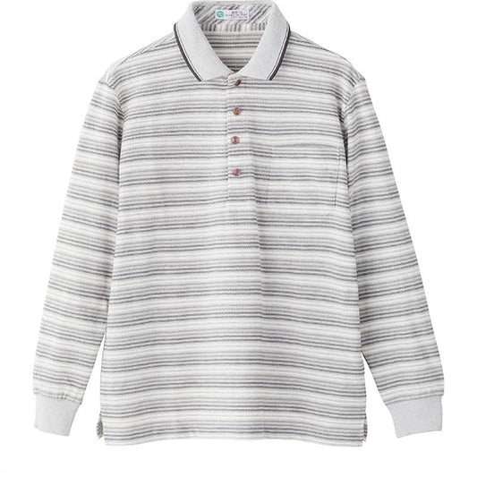 綿混スナップ釦ポロシャツ グレー Ｍ/L