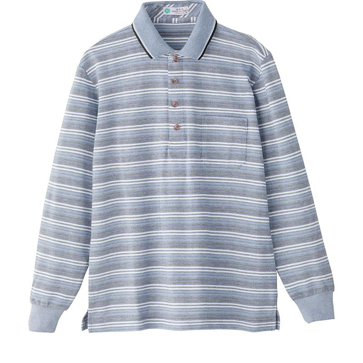 綿混スナップ釦ポロシャツ ネイビー Ｍ/L