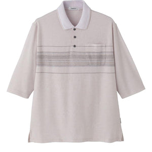 綿混カノコ7分袖ポロシャツ ベージュ Ｍ/L/LL