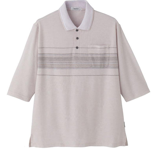 綿混カノコ7分袖ポロシャツ ベージュ Ｍ/L/LL