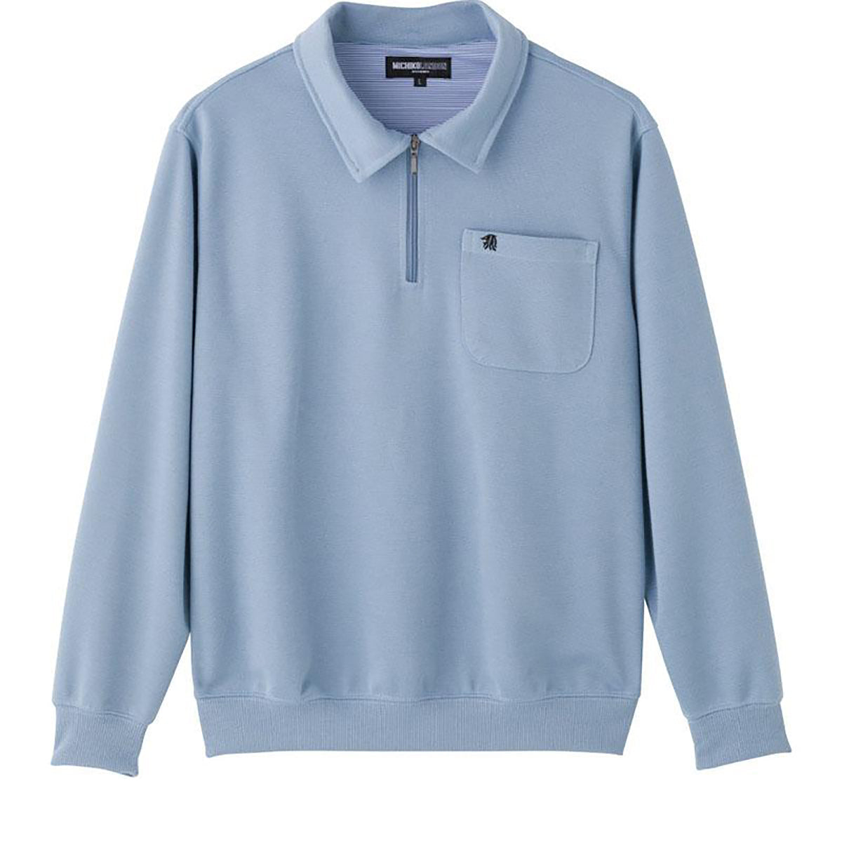 ハーフジップポロ衿トレーナー サックス Ｍ/L