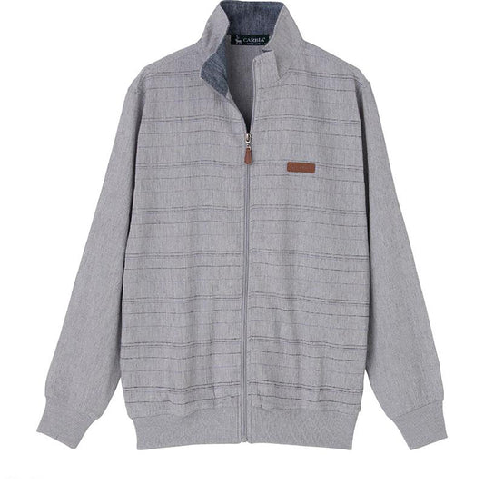 麻混楊柳フルジップジャケット グレー Ｍ/L/LL
