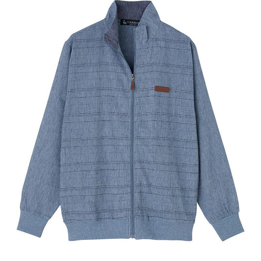 麻混楊柳フルジップジャケット サックス Ｍ/L/LL