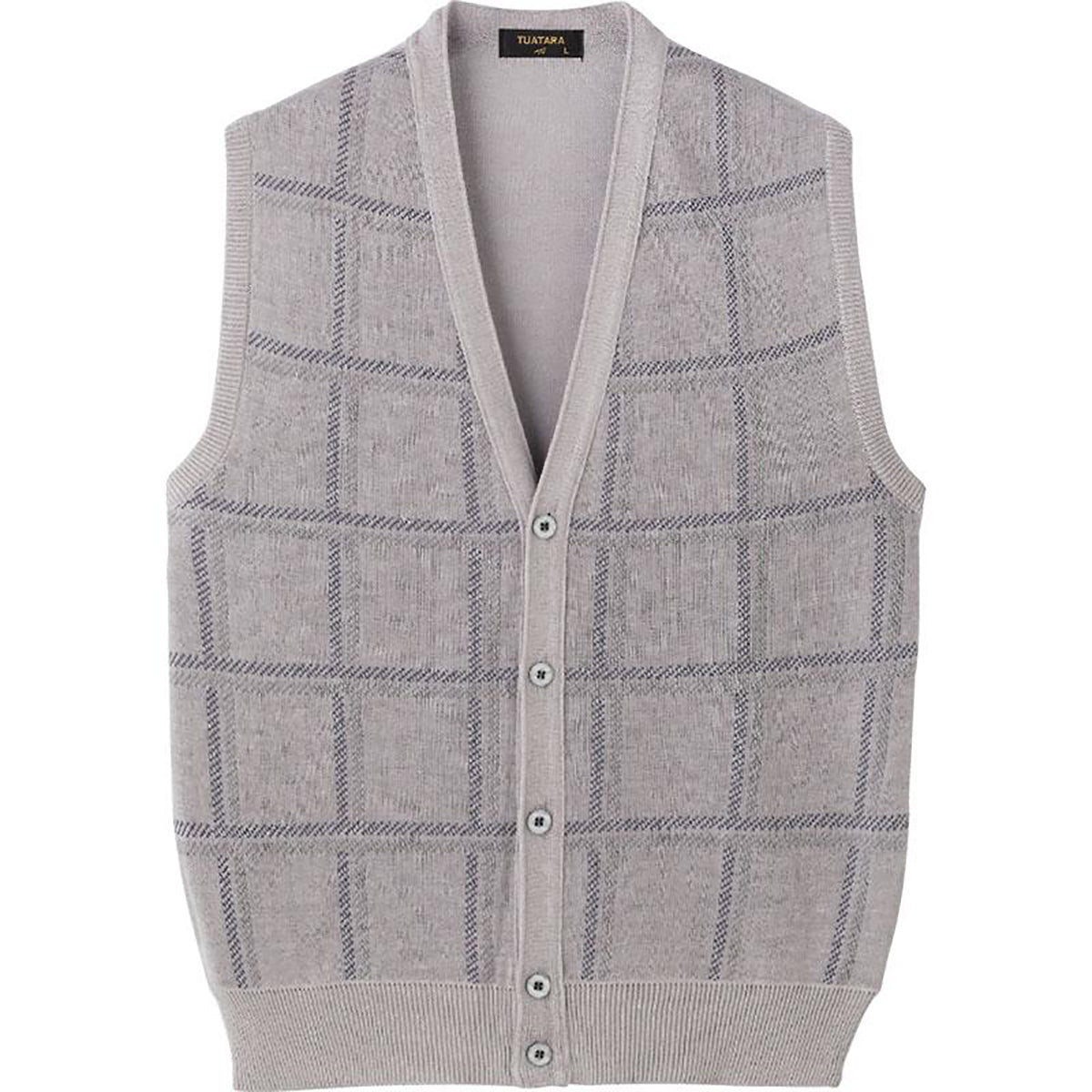 国産麻混ニット前開きベスト グレー Ｍ/L/LL