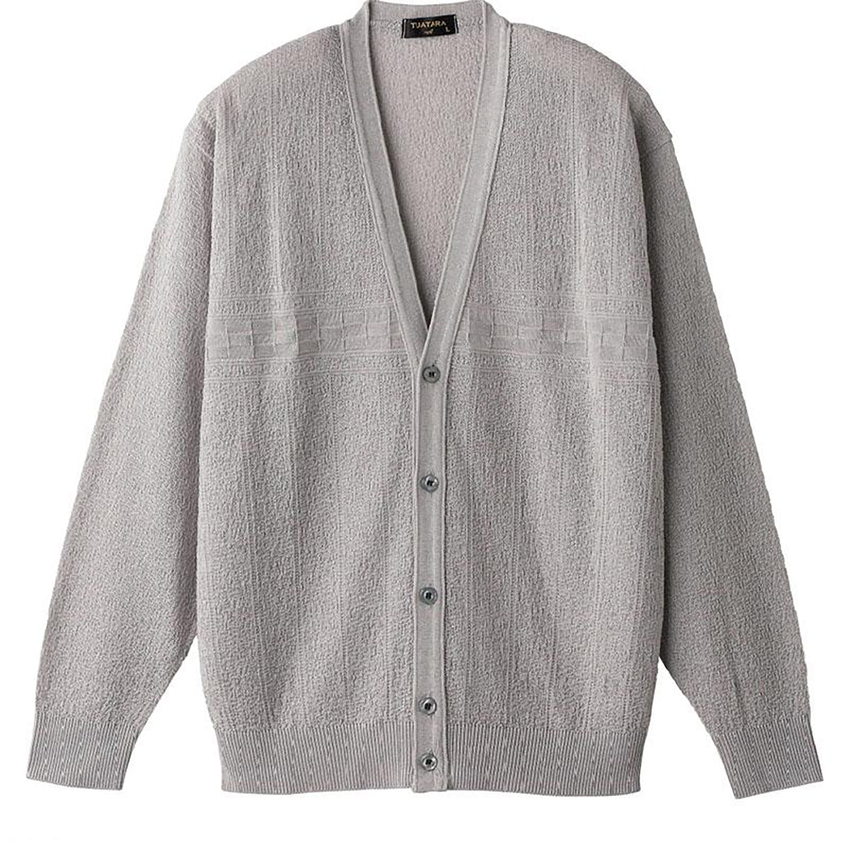 国産麻混ニットカーディガン グレー Ｍ/L/LL