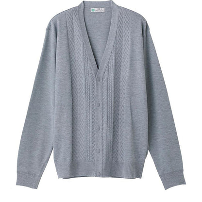 スナップ釦ニットカーディガン グレー Ｍ/L/LL