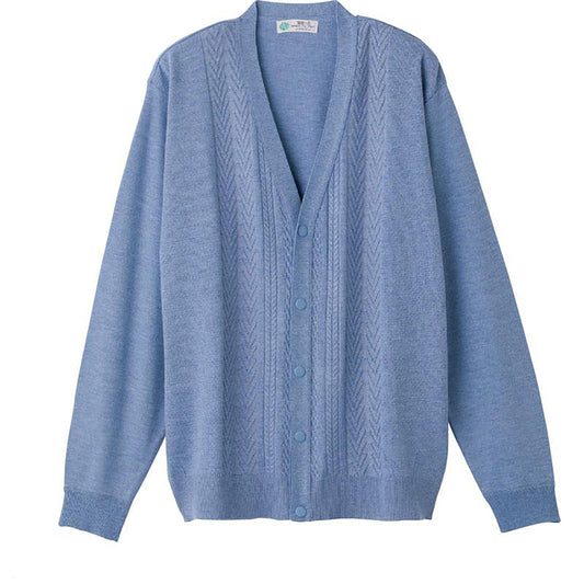 スナップ釦ニットカーディガン サックス Ｍ/L/LL