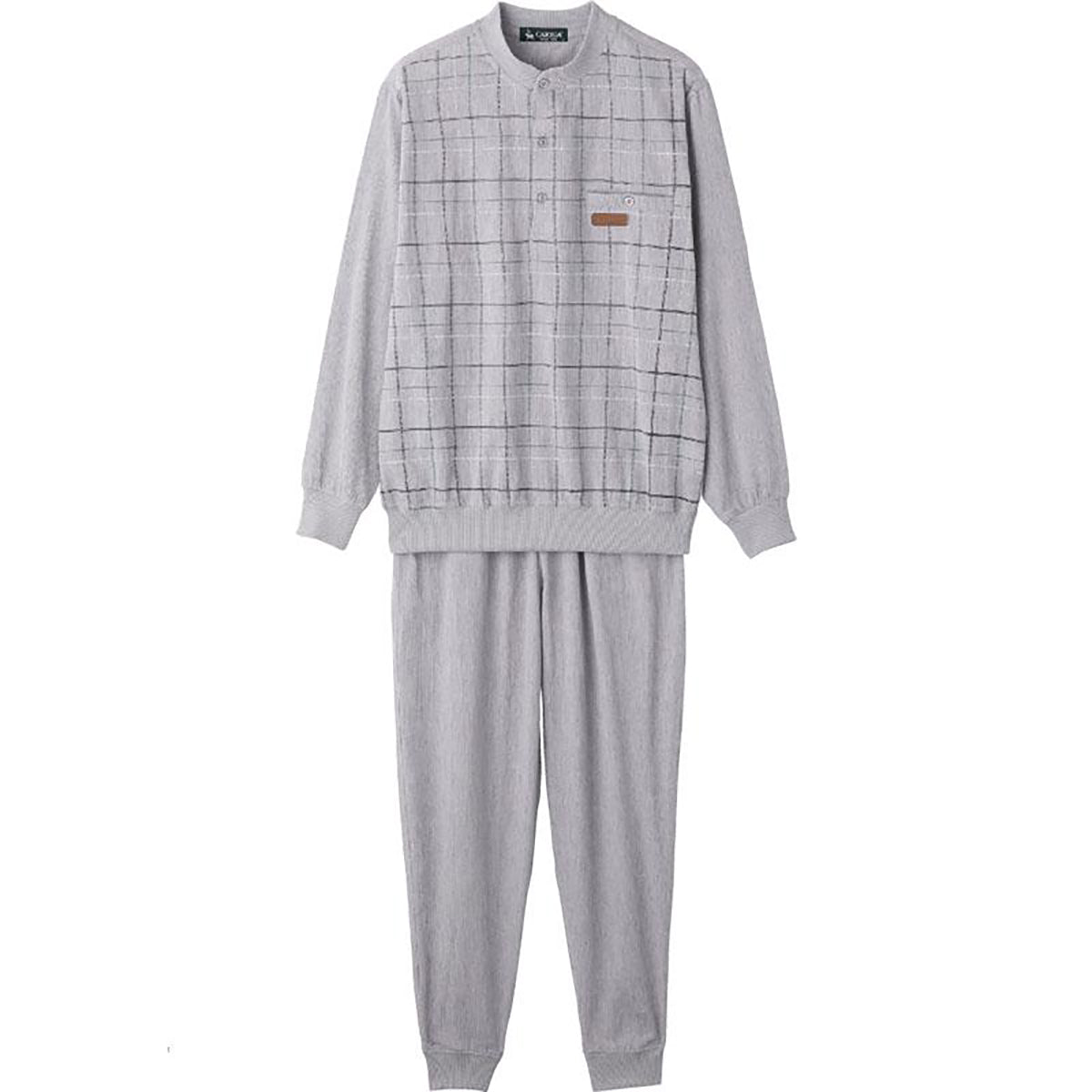 麻混楊柳ヘンリーネックスーツ グレー Ｍ/L