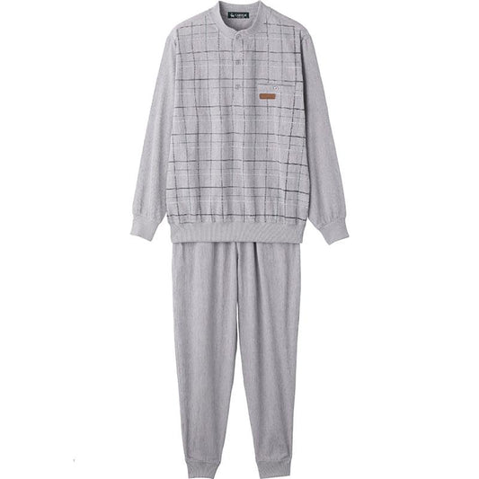 麻混楊柳ヘンリーネックスーツ グレー Ｍ/L