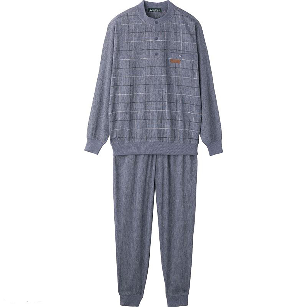 麻混楊柳ヘンリーネックスーツ ネイビー Ｍ/L