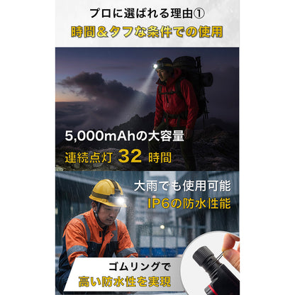 【ヘッドライトの決定版】ヘッドライト LED 充電式 超高輝度 IPX6 プロユース 防水 USB 充電式 1,400ルーメン 超広角 ワイド ズーム キャンプ 登山 釣り ハイキング 神奈川県発ブランド Cercano (セルカノ)