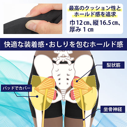 坐骨（ざこつ）新ケアサポーター 坐骨神経痛みケア 座り仕事 デスクワーク負担軽減 体圧分散パッド付 インナータイプ サポーター L-LL