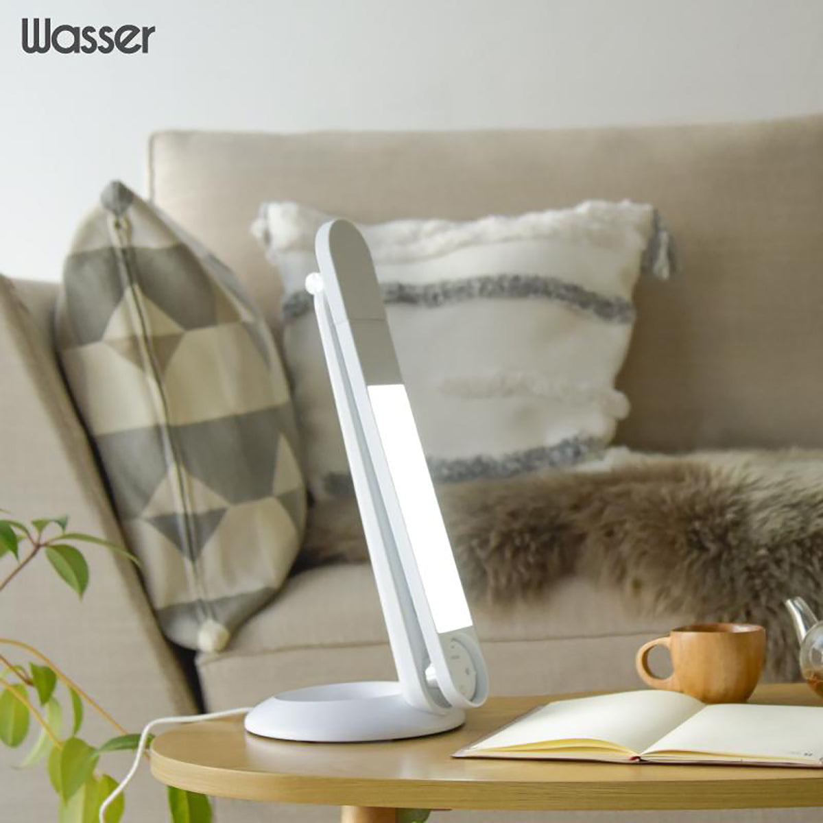 wasser ワイヤレス充電一体型 LEDデスクライト 超ロングアーム・650lm高照度 ホワイト