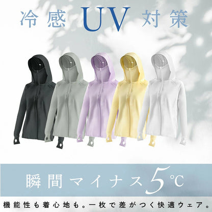 solshade UVパーカー 接触冷感-5℃ UPF50+ フェイスカバー付き ブラック XL