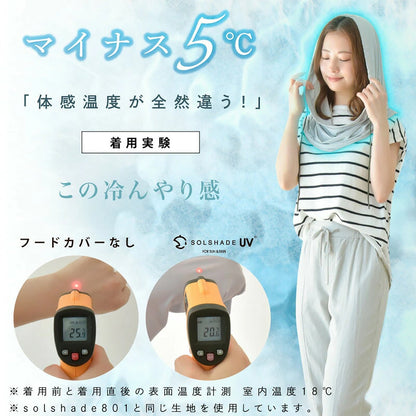 solshade 接触冷感UVフェイスカバー 被るだけ首元日焼け対策 Qmax3.5 男女兼用 ピーチグレー