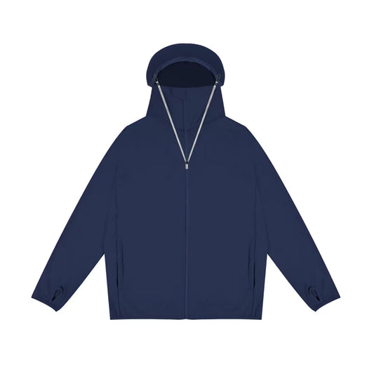 solshade802 UVパーカー M-L/L-2L/2L-3L フード付き UVカット ラッシュガード 紫外線対策 日焼け防止 軽量 薄手 ネイビー