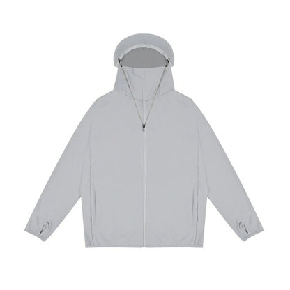 solshade802 UVパーカー M-L/L-2L フード付き UVカット ラッシュガード 紫外線対策 日焼け防止 軽量 薄手 グレー