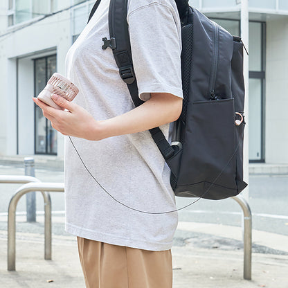 カラビナリール付 手のひらファン スモーキーブルー