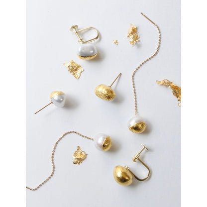 nicodesign 金箔パールピアス