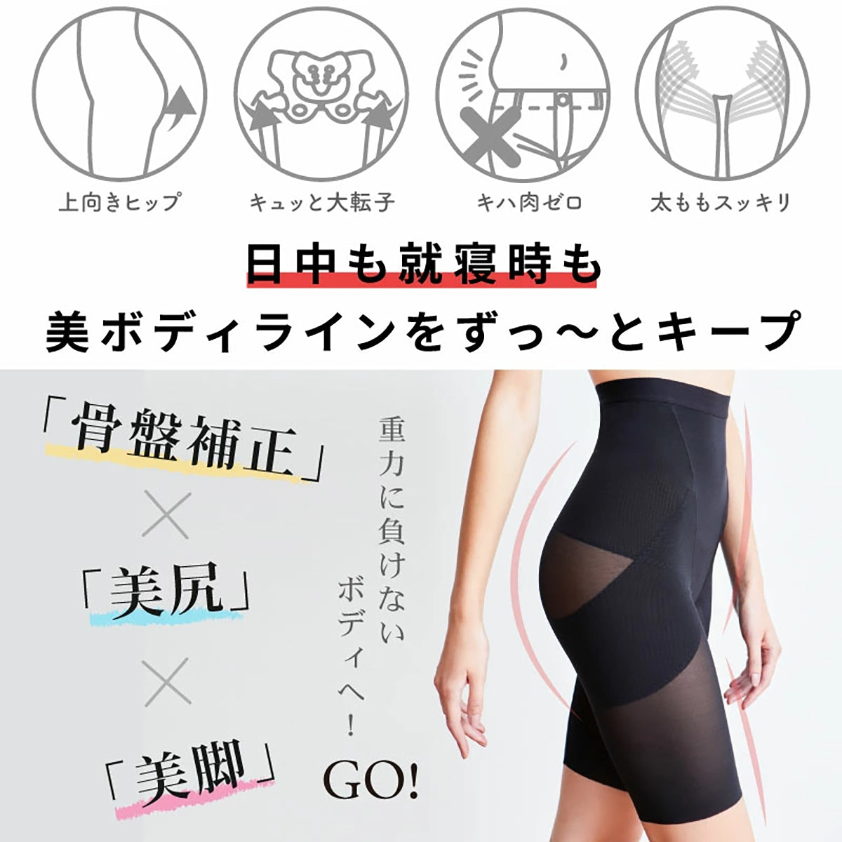 Bepit061/サラフィット ハイウエストガードル 骨盤矯正 骨盤補正 骨盤ガードル 補正下着 フィットガードル ヒップアップ お腹補正 ぽっこりお腹 産後ガードル 産後ケア マタずれ防止 大きいサイズ ハイウエスト クロッチ付き 通気性 薄手 軽量 引き締め レディース インナー ブラック S-M/M-L/L-LL/LL-3L