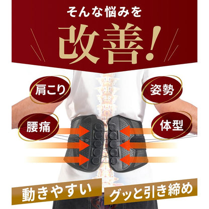 pwdr008 骨盤サポーター 8滑車固定 腰ベルト 通気メッシュ ダブル調整 S/M/L/XL