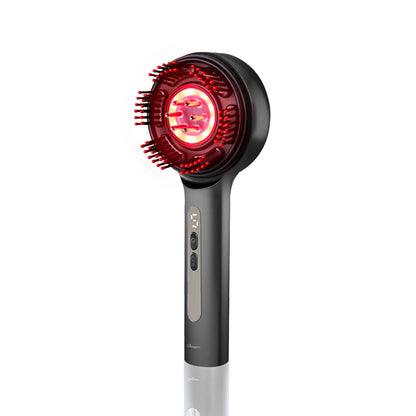 beap025 LEDスカルプブラシ 開閉式 美容液対応 赤青LED 乾湿両用 頭皮ケア ガンメタル