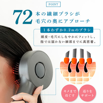 beap025 LEDスカルプブラシ 開閉式 美容液対応 赤青LED 乾湿両用 頭皮ケア ガンメタル